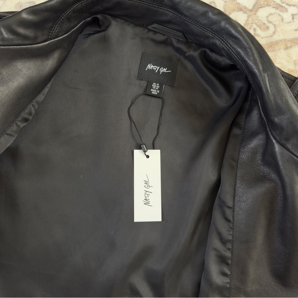Nasty Gal Real Leather Star and Moon Embroidered Jacket - Picture 7 of 13